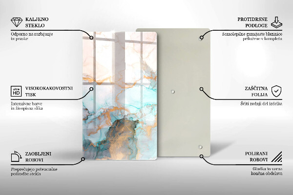 Placă din sticla protectie perete Abstracția din marmură