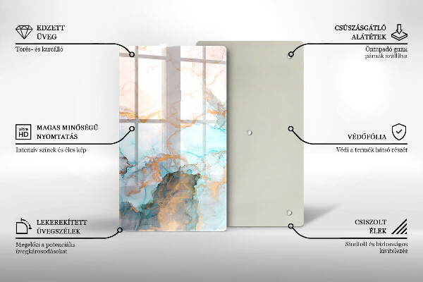 Placă din sticla protectie perete Abstracția din marmură