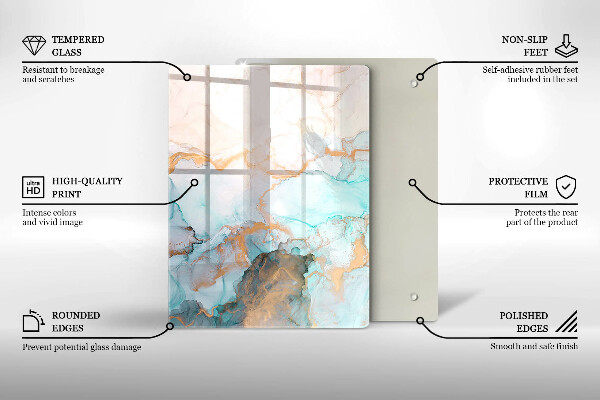 Placă din sticla protectie perete Abstracția din marmură