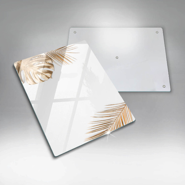 Placă din sticla protectie perete Frunze aurii