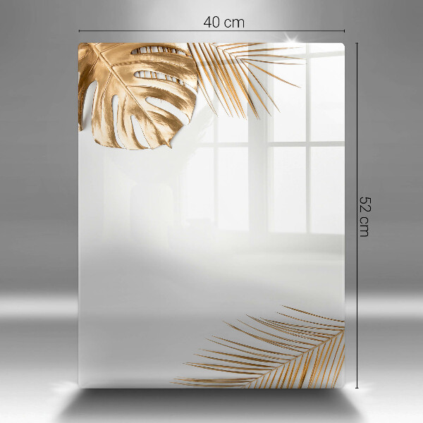 Placă din sticla protectie perete Frunze aurii