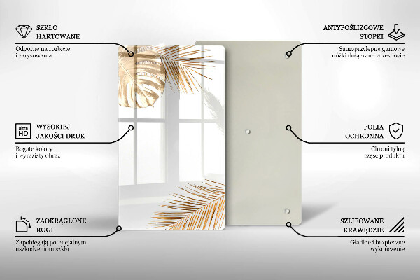 Placă din sticla protectie perete Frunze aurii