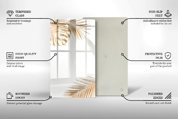 Placă din sticla protectie perete Frunze aurii