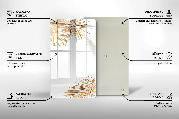 Placă din sticla protectie perete Frunze aurii