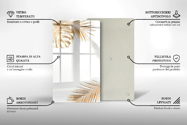 Placă din sticla protectie perete Frunze aurii