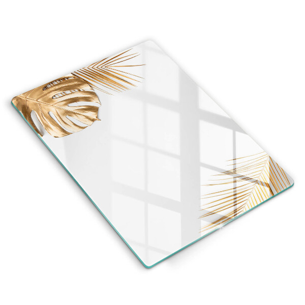 Placă din sticla protectie perete Frunze aurii