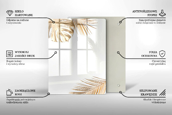 Placă din sticla protectie perete Frunze aurii