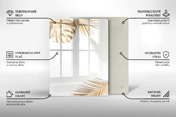 Placă din sticla protectie perete Frunze aurii