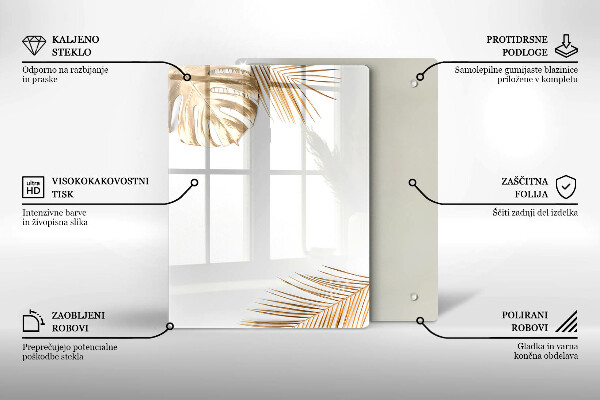 Placă din sticla protectie perete Frunze aurii