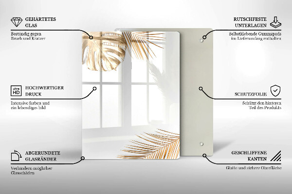 Placă din sticla protectie perete Frunze aurii