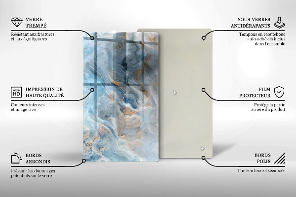 Placă din sticla protectie perete Textura marmură