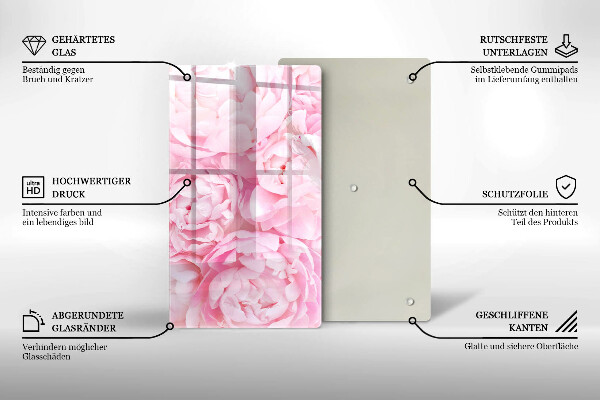 Placă din sticla protectie perete Bujori delicati