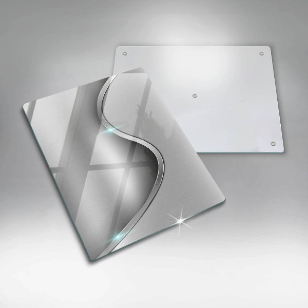 Placă din sticla protectie perete Metal argintiu abstract