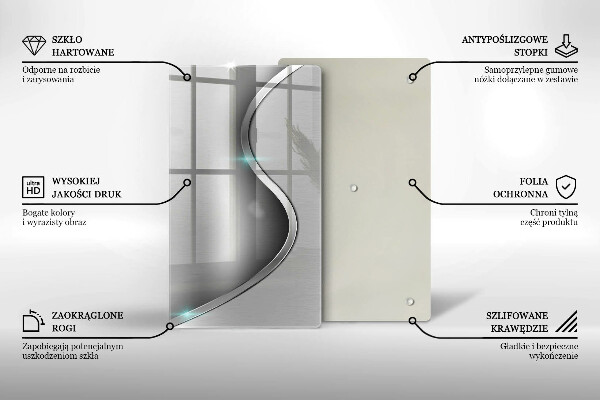 Placă din sticla protectie perete Metal argintiu abstract