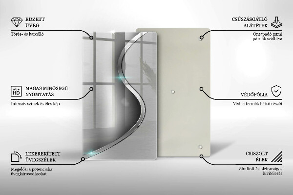 Placă din sticla protectie perete Metal argintiu abstract