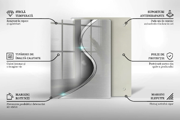 Placă din sticla protectie perete Metal argintiu abstract