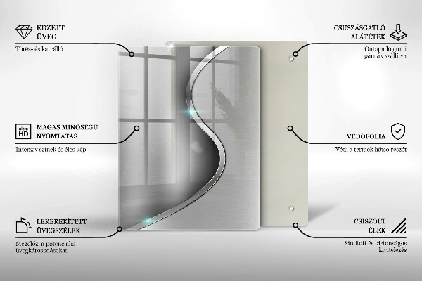 Placă din sticla protectie perete Metal argintiu abstract