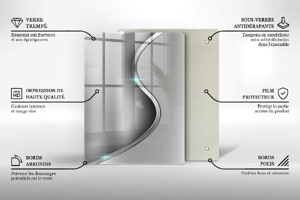 Placă din sticla protectie perete Metal argintiu abstract