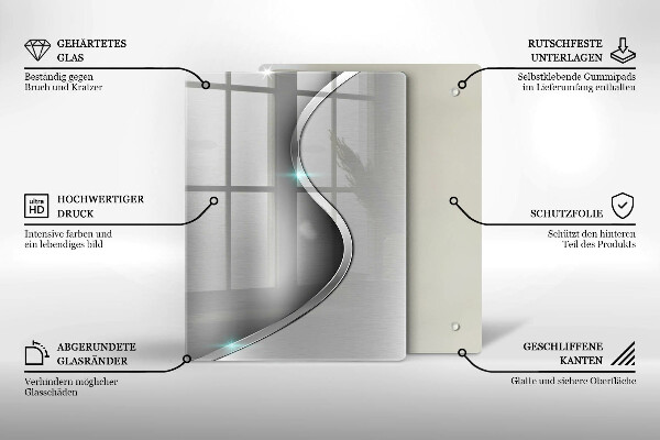 Placă din sticla protectie perete Metal argintiu abstract