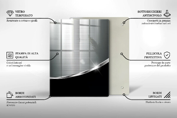Placă din sticla protectie perete Abstracție cu metal