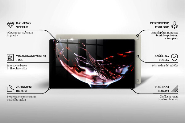 Placă sticla protectie aragaz Un pahar de vin roșu