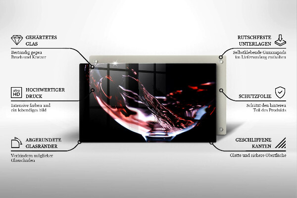 Placă sticla protectie aragaz Un pahar de vin roșu