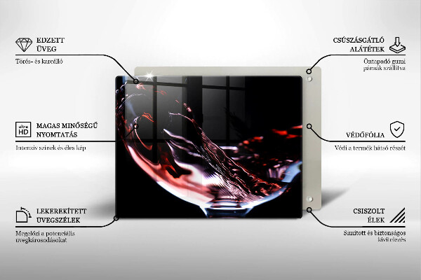 Placă sticla protectie aragaz Un pahar de vin roșu