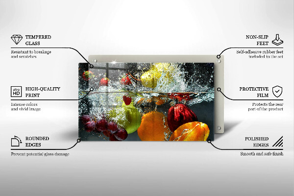 Placă sticla protectie aragaz Fructe suculente în apă