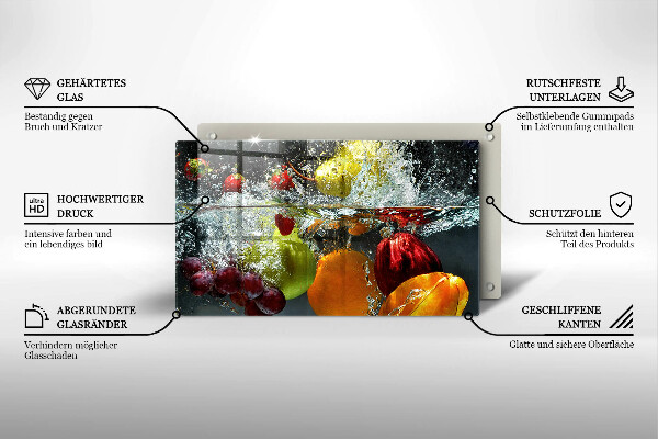 Placă sticla protectie aragaz Fructe suculente în apă