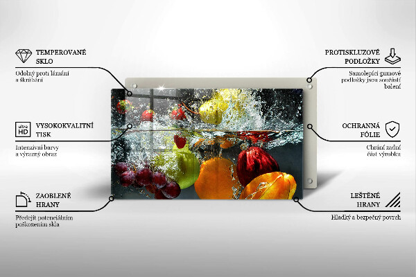 Placă sticla protectie aragaz Fructe suculente în apă