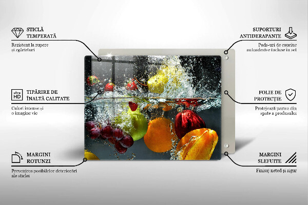 Placă sticla protectie aragaz Fructe suculente în apă