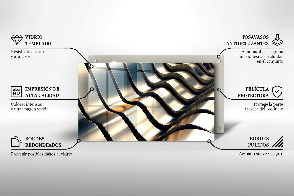 Placă sticla protectie aragaz Forme metalice 3d