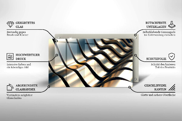 Placă sticla protectie aragaz Forme metalice 3d