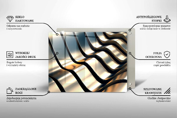 Placă sticla protectie aragaz Forme metalice 3d