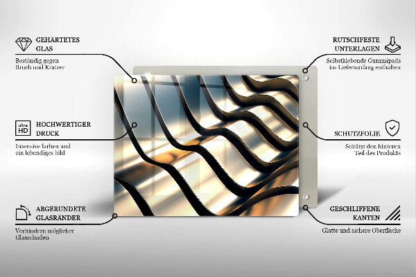 Placă sticla protectie aragaz Forme metalice 3d