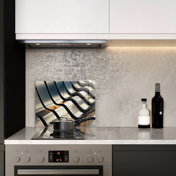 Placă sticla protectie aragaz Forme metalice 3d