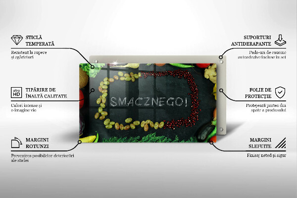 Placă sticla protectie aragaz Smacznego!