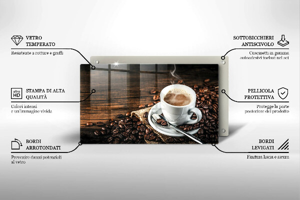 Placă protecție plita Ceașcă și boabe de cafea