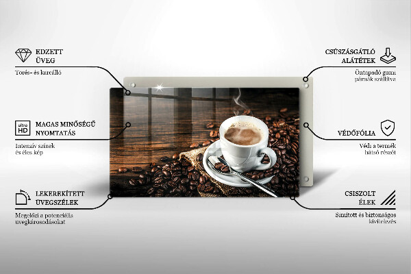 Placă protecție plita Ceașcă și boabe de cafea