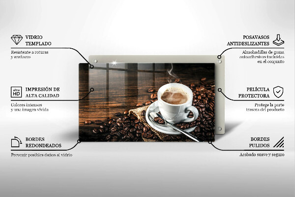 Placă protecție plita Ceașcă și boabe de cafea