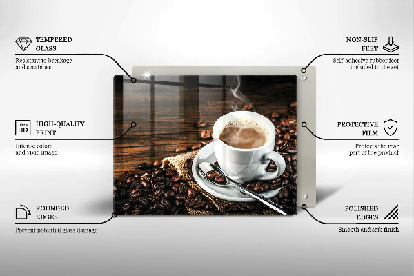 Placă protecție plita Ceașcă și boabe de cafea