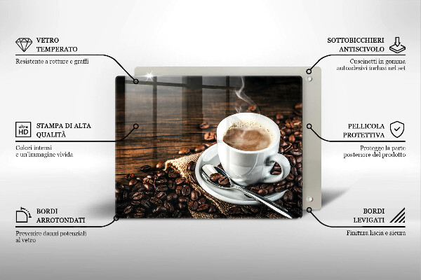 Placă protecție plita Ceașcă și boabe de cafea