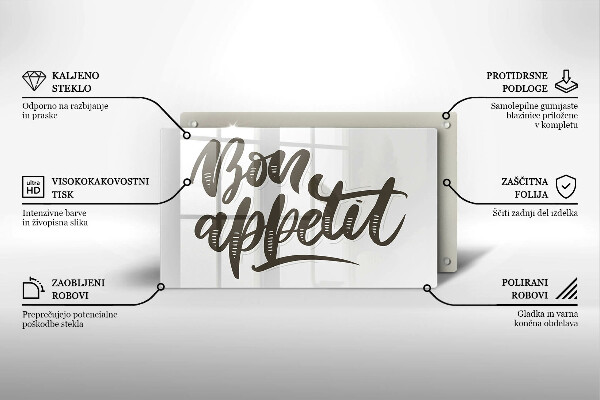 Placă protecție plita Nápis bon appetit