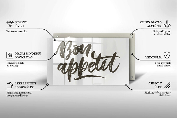 Placă protecție plita Nápis bon appetit