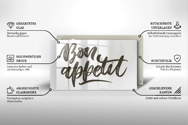 Placă protecție plita Nápis bon appetit