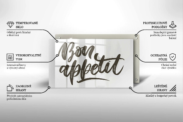 Placă protecție plita Nápis bon appetit