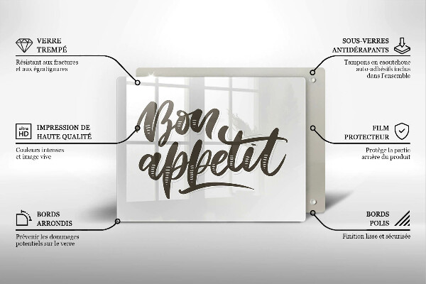 Placă protecție plita Nápis bon appetit