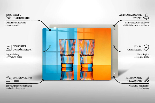 Placă protecție plita Două pahare cu apă