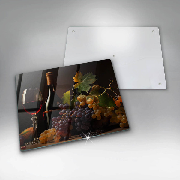 Placă protecție plita Pahar de vin și struguri