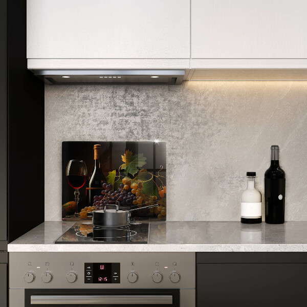 Placă protecție plita Pahar de vin și struguri